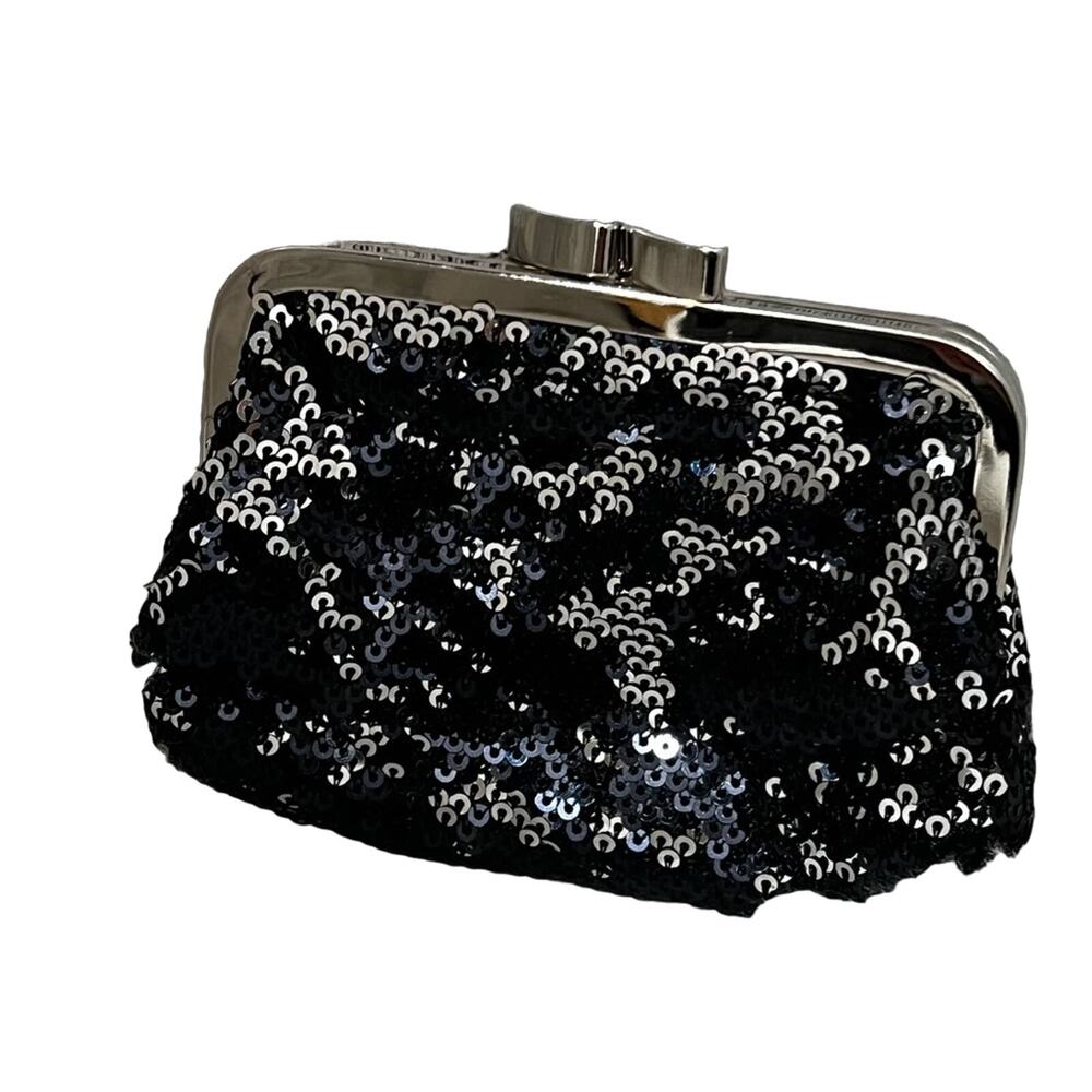 Victoria’s Secret Angel Forever Black Sequin Kiss Lock Coin Change Purse Wallet